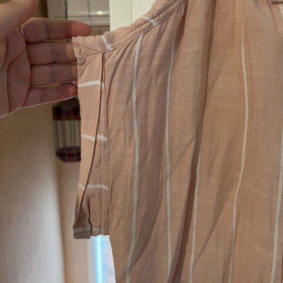 American Eagle Pink and White Stripped Button Up - Picture 3 of 5